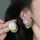 Flower Yarn Faux Pearl Earring