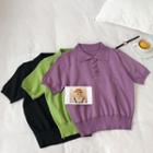 Short-sleeve Crop Polo Shirt