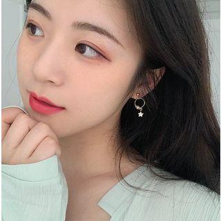 Alloy Rhinestone Faux Pearl Star Dangle Earring