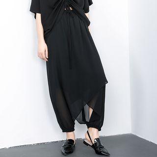 Sheer Wide-leg Harem Pants