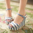 Striped Wedge Sandals