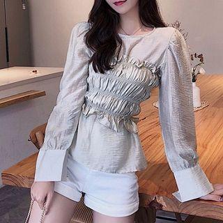 Plain Long-sleeve Top / Ruched Tube Top
