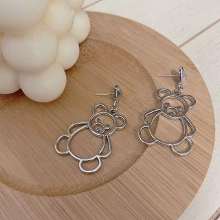 Bear Drop Earring 1 Pair - Bear Drop Earring - Silver - One Size