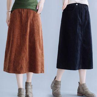 Corduroy Midi Straight-fit Skirt