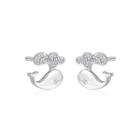 Sterling Silver Simple And Cute Dolphin Stud Earrings With Cubic Zirconia Silver - One Size