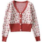 Leopard Print Cardigan Leopard - Red & White - One Size