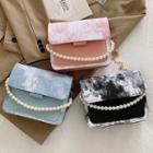 Tie-dyed Faux Pearl Faux Leather Crossbody Bag