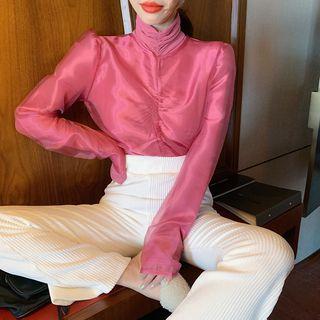 Plain Long-sleeve Top / Mesh Top