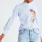 Long-sleeve Stand Collar Embroidery Shirt