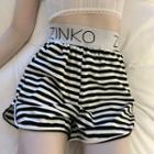 Striped Lettering Shorts Striped Shorts - Black & White - One Size