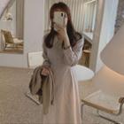 Small Plaid Long-sleeve Collared Dress