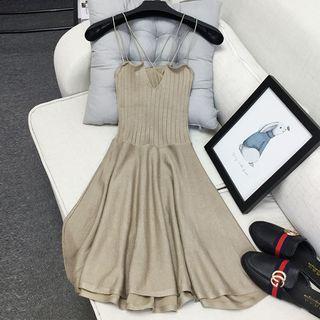 Spaghetti-strap A-line Knit Dress