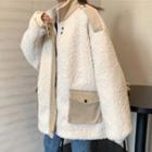 Long-sleeve Faux Fleece Panel Corduroy Jacket