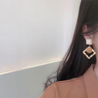 Alloy Square Dangle Earring 1 Pair - Earrings - Gold & Brown - One Size
