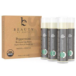 Beauty By Earth - Organic Peppermint Beeswax Lip Balm (4 Tubes In Pack) 4 Tubes In Pack