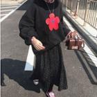 Floral Pullover / Pleated Midi Skirt