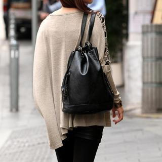 Convertible Faux Leather Backpack Black - One Size
