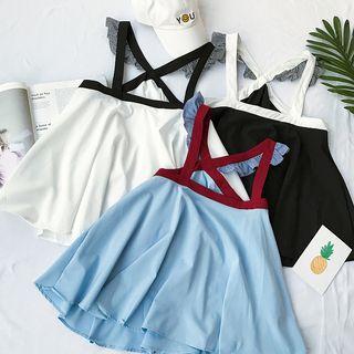 Color-block Cross Straps Camisole Top