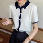 Short-sleeve Open Coller Top