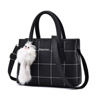 Faux Leather Tote With Cartoon Charm