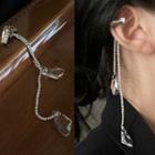 Rhinestone Fringe Ear Cuff 1856a - 1 Pc - Rhinestone Triangle Clip On Earring - Silver - One Size