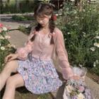 Set Lace Suspender Top Floral Skirt 2-piece