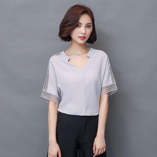 Cutout Sleeve V-neck Top