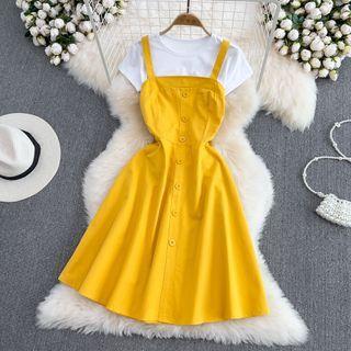 Set: Plain Tank Dress + Short Sleeve T-shirt