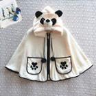 Panda Zip-up Hooded Cape Off-white - One Size