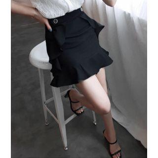 Button-detail Frilled Skort