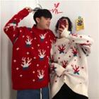 Couple Matching Mock Neck Christmas Print Sweater