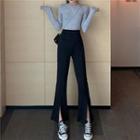 Long-sleeve Top / Slit Boot-cut Pants