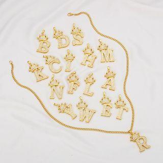 Alphabet Crown Pendant Alloy Necklace (various Designs)