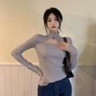 Cut-out Half-zip Sweater