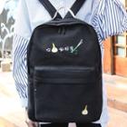 Embroidered Canvas Backpack With Pouch