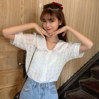 Peter Pan Collar Short Sleeve Blouse
