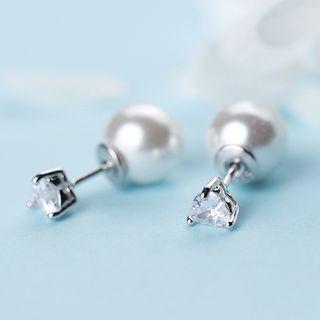 S925 Sterling Silver Faux Pearl Rhinestone Earring