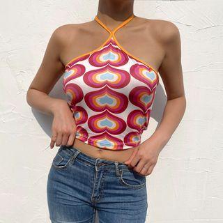 Heart Print Halter Top