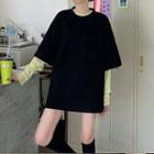 Short-sleeve Tie-back T-shirt / Neon Mesh Top