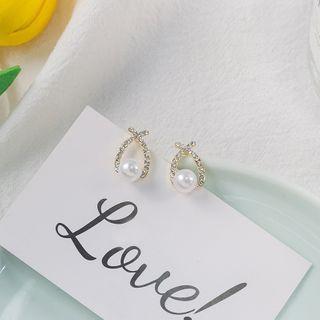 Faux Pearl Rhinestone Beaded Drop Earring Era081 - 02