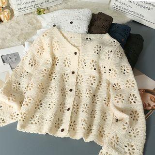 Eyelet Button-up Crop Top In 5 Colors