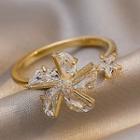 Rotatable Windmill Rhinestone Alloy Ring Ring - Gold - One Size