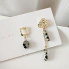 Non-matching Gemstone Dangle Earring 1 Pair - 925 Silver - One Size