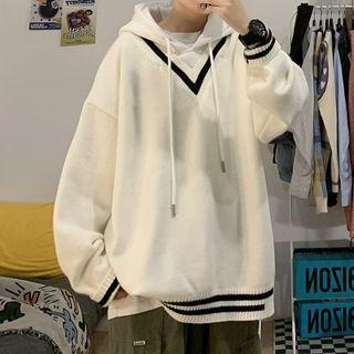 Inset Hood V-neck Sweater