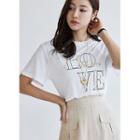 Love Print Linen Blend T-shirt