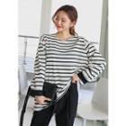 Tall Size Roll-up Sleeve Stripe T-shirt