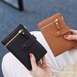 Snap Button Faux Leather Short Wallet