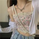 Jacket / Spaghetti Strap Floral Print Top