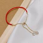 Rhinestone Red String Bracelet 1 Pc - Gold & Red - One Size