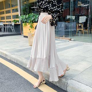 Asymmetric A-line Midi Pleated Skirt